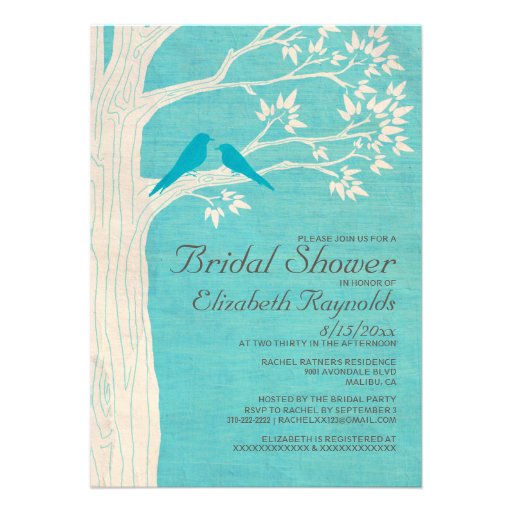 Elegant Blue Birds Bridal Shower Invitations