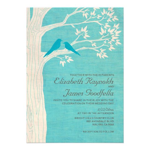 Elegant Blue Birds Wedding Invitations