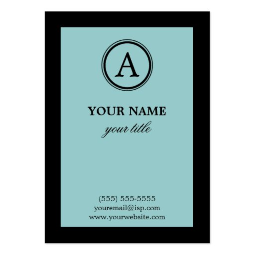 Elegant Blue & Black Monogram Profile Card Business Card (front side)