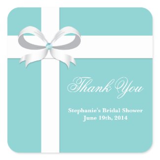 Elegant Blue Bridal Shower Favour Tag zazzle_sticker