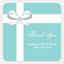 Elegant Blue Bridal Shower Favor Tag Sticker