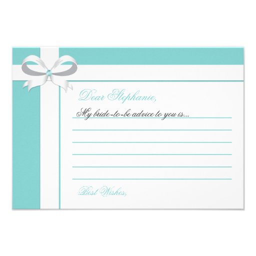 Elegant Blue Bridal Shower Notes of Advice Invites