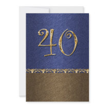 elegant blue brown 40th party custom invite