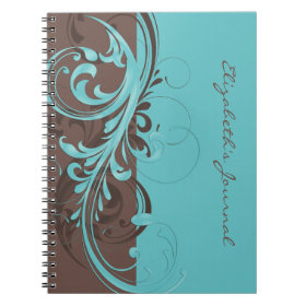 Elegant Blue Brown Personalized Journal Notebook