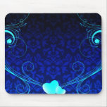 Elegant blue Damask and aqua swirls Mouse Pads