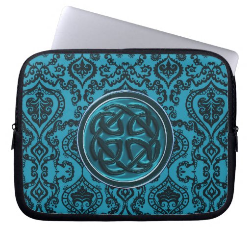 Elegant Blue Damask and Celtic Knot Computer Sleeves Zazzle