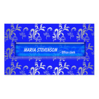 Elegant blue damask business card business card template