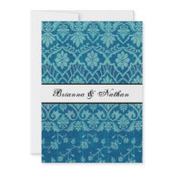 Elegant BLUE Damask Wedding Invitation invitation