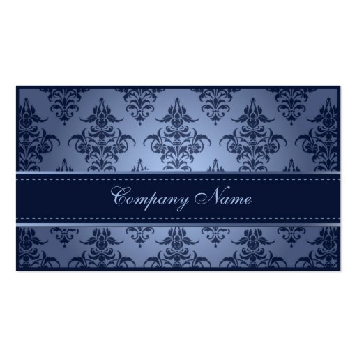 Elegant Blue Damask Wedding Planner Business Card Templates (front side)