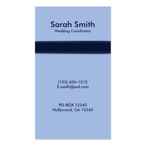 Elegant Blue Damask Wedding Planner Business Card Templates (back side)