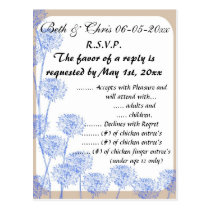 Elegant Blue Dandelion R.S.V.P Reply Card  Wedding Post Card