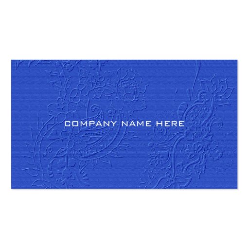 Elegant blue embroidered floral fabric texture business card template (back side)