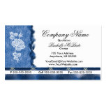 Elegant Blue Embroidery White Rose Business Cards