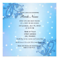 Elegant blue floral bridal shower invitation.