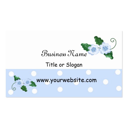 Elegant Blue Floral Design Business Cards (front side)