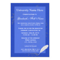 Elegant blue floral graduation ceremony personalized invitations
