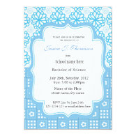 Elegant blue floral summer graduation party personalized invites