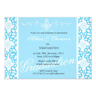 Elegant blue floral summer graduation party personalized announcement