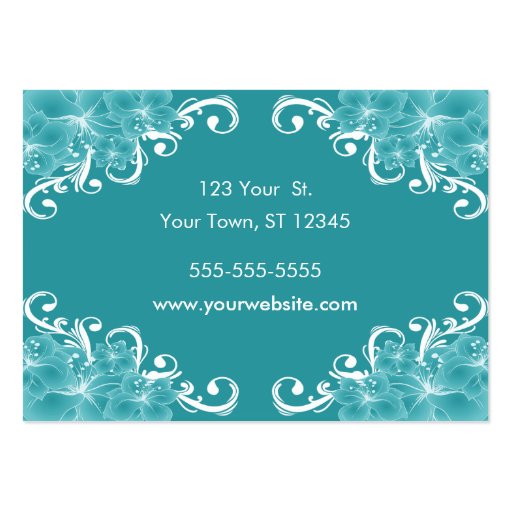 Elegant Blue Flowers Business Card Template (back side)