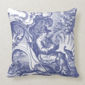 Elegant Blue French Baroque Toile Pillows