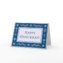 Elegant blue & gold happy hanukkah greeting card
