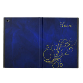 Elegant Blue Gold Swirl Powis iPad Air 2 Case