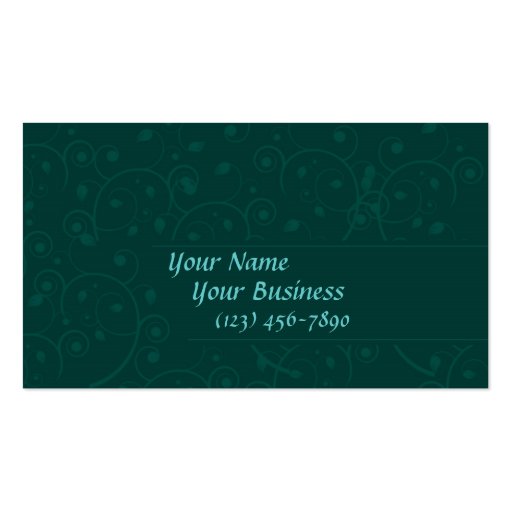 Elegant Blue Green Damask Swirls Business Cards