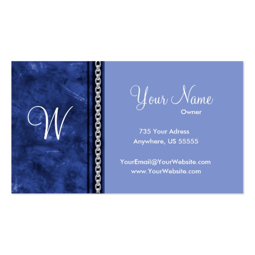 Elegant Blue Grunge Business Cards (front side)
