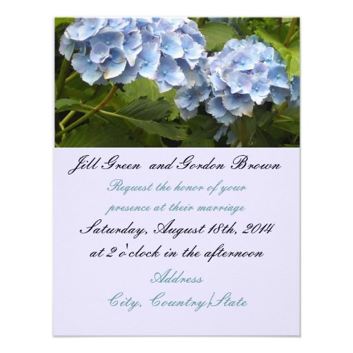 Elegant Blue Hydrangea Wedding Invitation