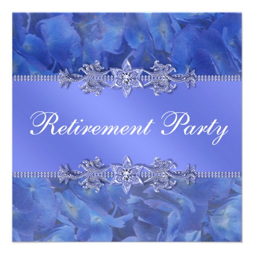 Elegant Blue Hydrangea Womans Retirement Party Personalized Invitations