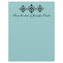 Elegant Blue Linen Letterhead with Black Damask by DamaskGallery Elegant Blue Linen Letterhead with Black Damask