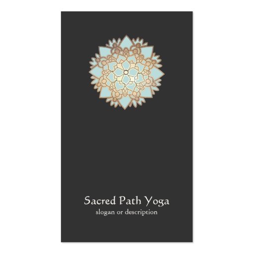 Elegant Blue Lotus Flower Mandala Business Card (front side)