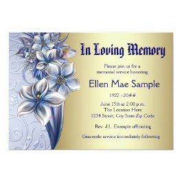 Elegant Blue Memorial Service Announcements