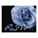 Elegant Blue Mist Rose Black RSVP Wedding Personalized Announcement