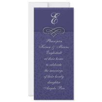 Elegant Blue Monogram Invitations by marry_me Elegant Blue Monogram Invitations