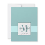 Elegant  Blue Monogram Wedding RSVP Announcements