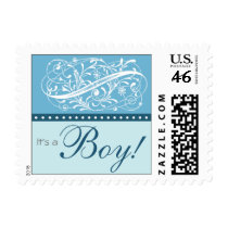 Elegant Blue New Baby Postage Stamp