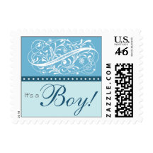 Elegant Blue New Baby Postage Stamp