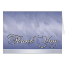 Elegant Blue Pastel Modern Silver Thank You Card