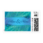 Elegant blue peacock Wedding postage