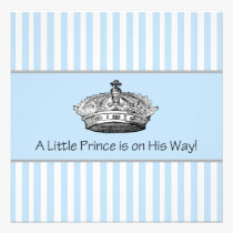 Elegant Blue Prince Baby Boy Shower invitations