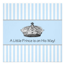 Elegant Blue Prince Baby Boy Shower Custom Invites