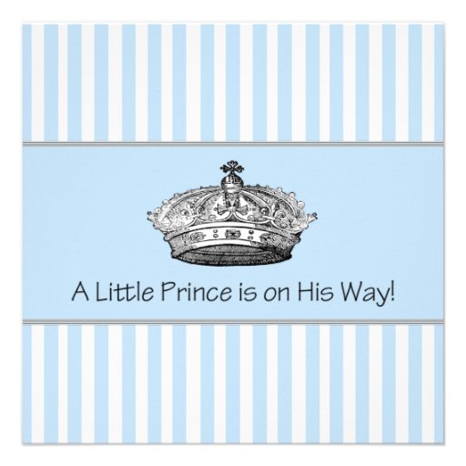 Elegant Blue Prince Baby Boy Shower Custom Invites