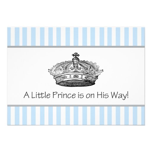 Elegant Blue Prince Baby Boy Shower Custom Invitation