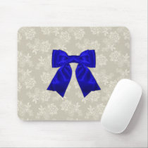 Elegant Blue Ribbon on Lace Mousepad mousepads
