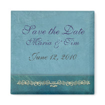 Elegant blue save the date template magnets by aslentz Elegant blue save the date template magnets