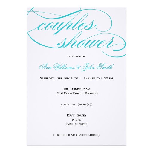 Elegant Blue Script Couples Shower Invitation