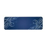 Elegant Blue Scroll Blue Blank Address Label