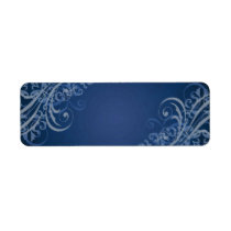 Elegant Blue Scroll Blue Blank Address Label