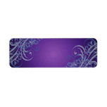 Elegant Blue Scroll Purple Blank Address Label